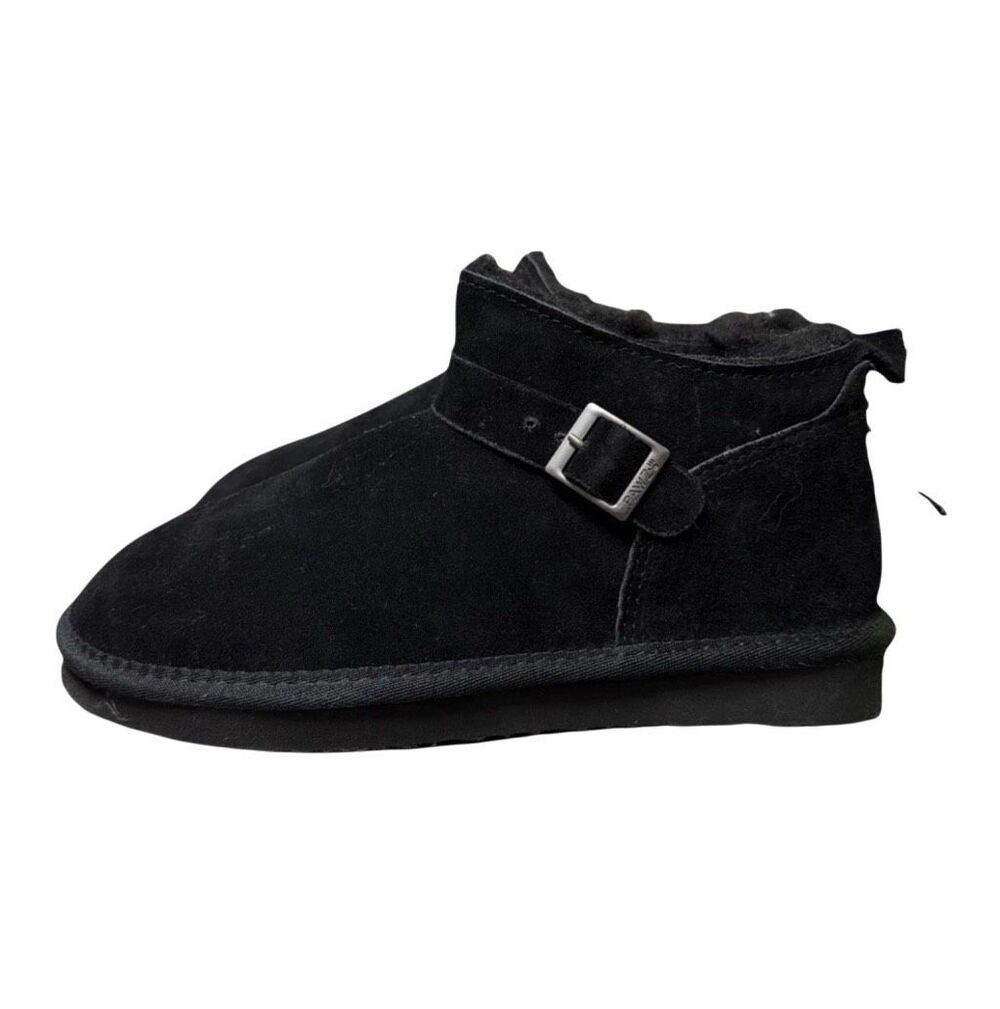 Bearpaw PAWZ Black Suede Fur Lined Booties Short Winter Boots women’s size 9